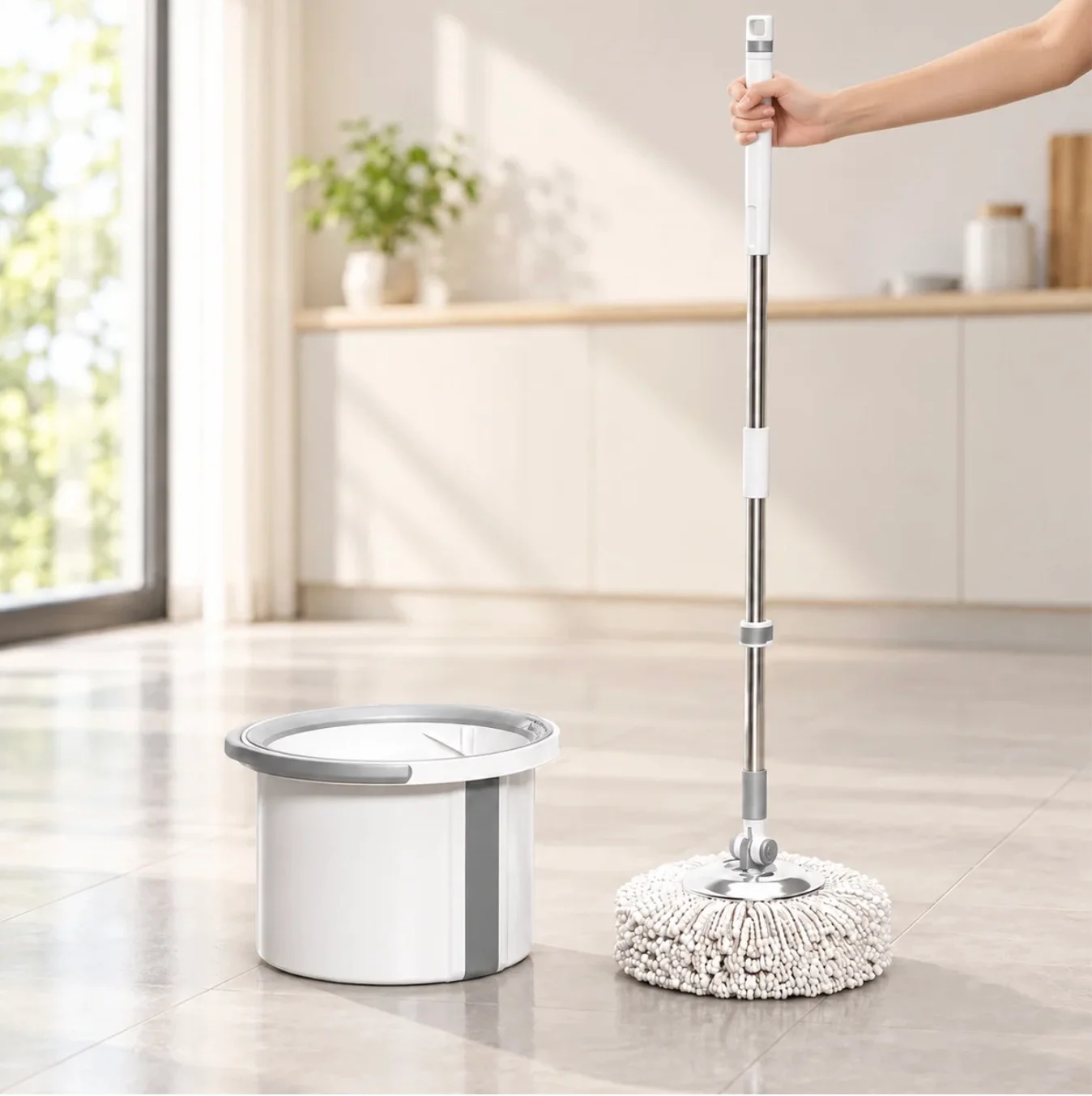 No-Touch Spin Mop & Bucket Set with Adjustable Handle