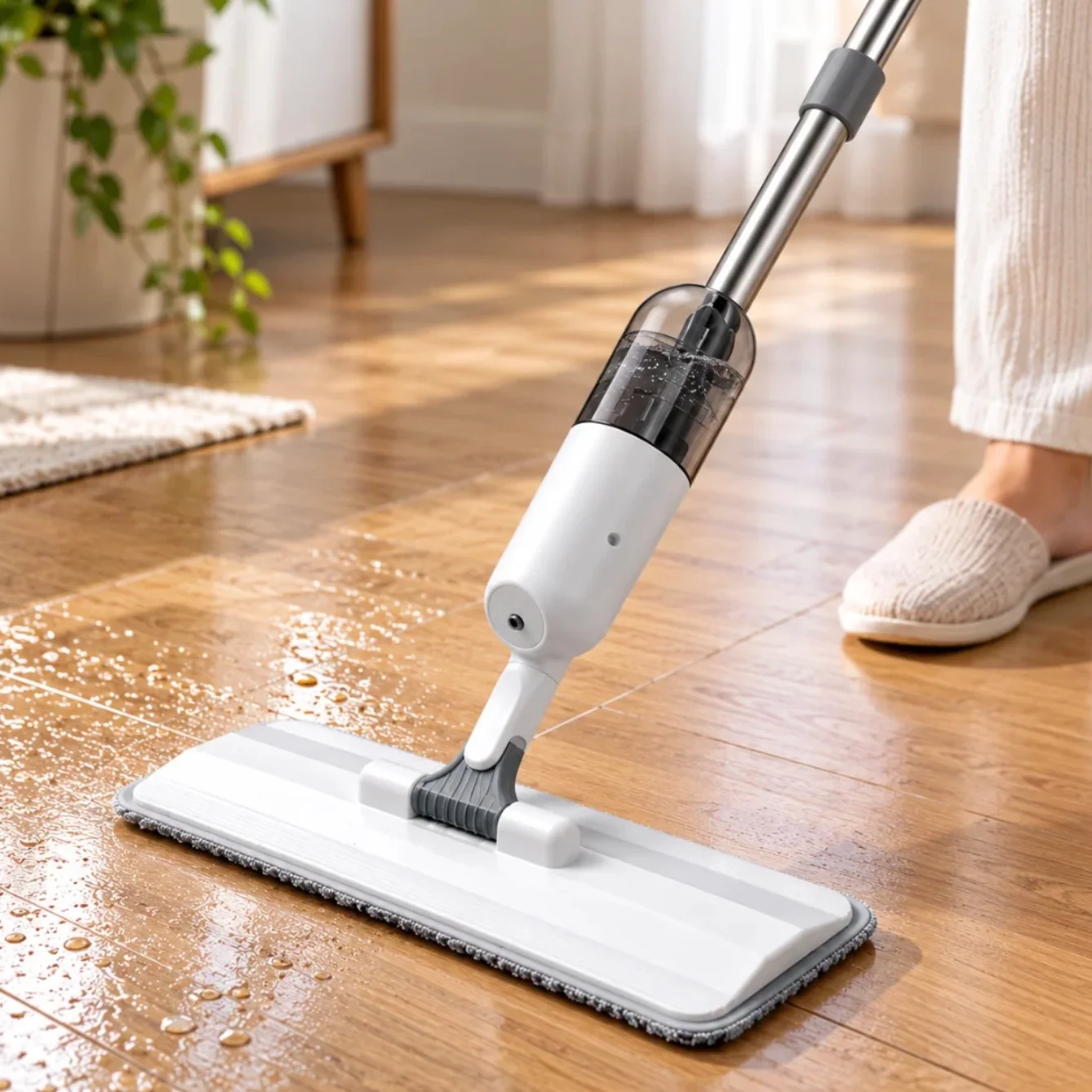 Large Flat Spray Cleaning Mop with Rotating Head Floor Cleaner